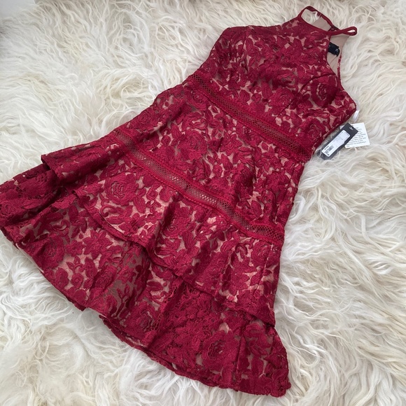 Xscape Womens Halter Dress Lace Floral Print - Picture 3 of 8